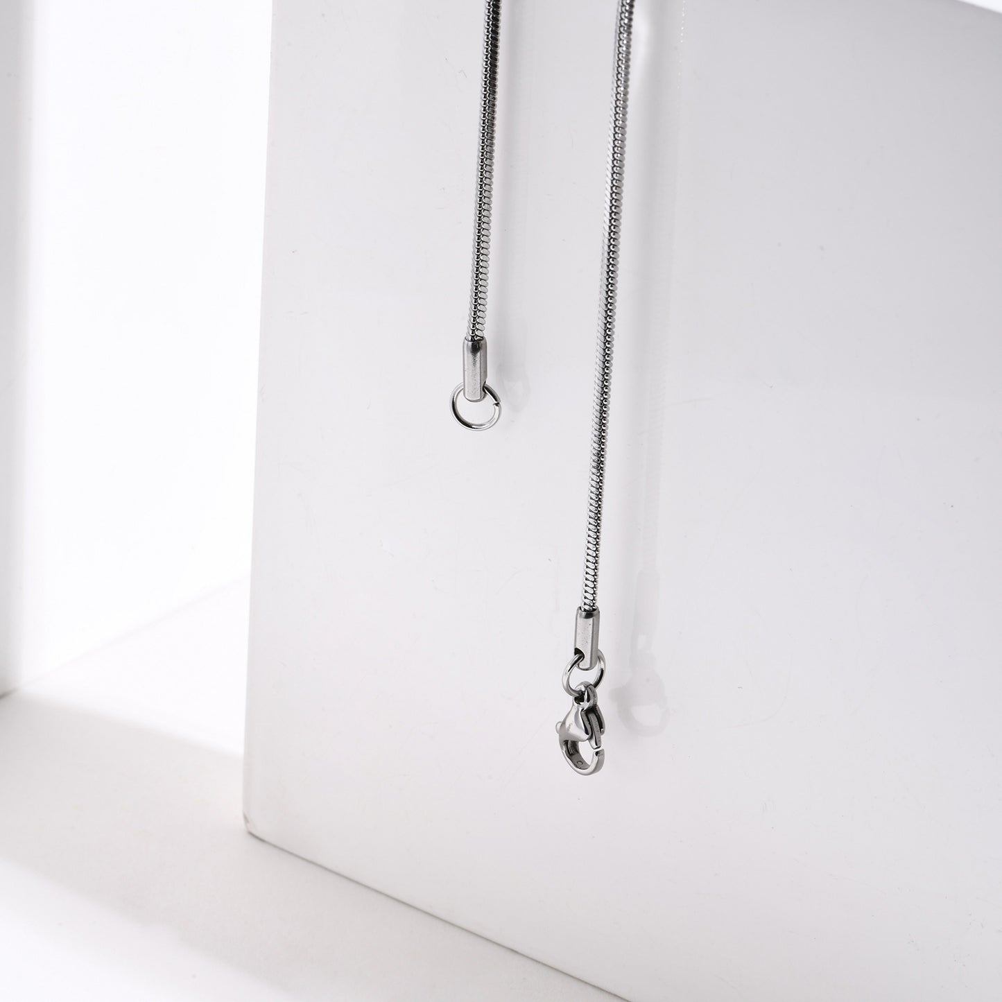 Stainless Steel Square Snake Chain 26 English Letter Necklace Bone Chain Steel Color