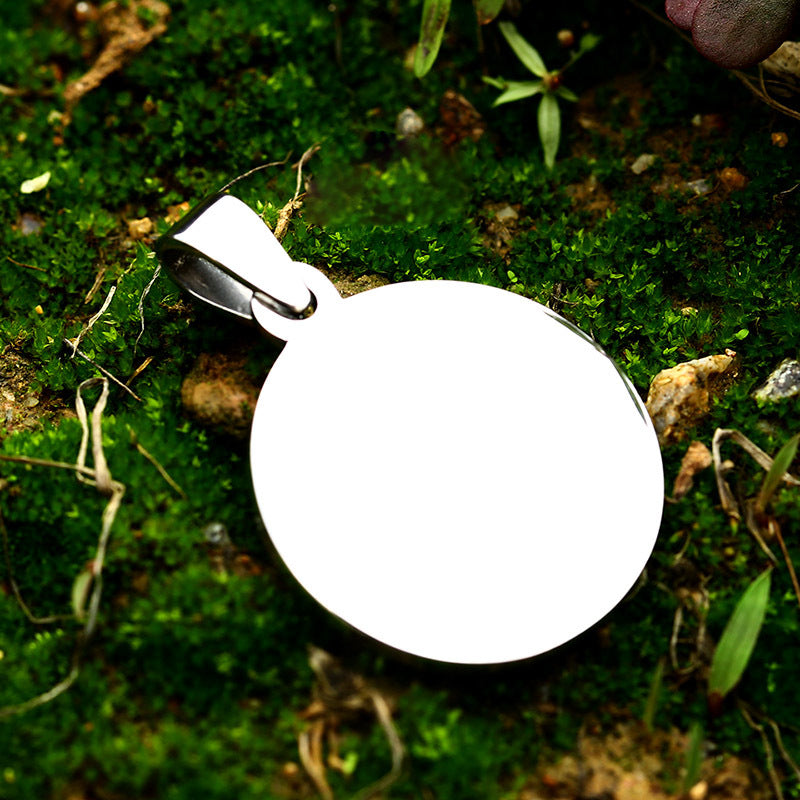 Retro Nordic Viking Titanium Steel Pendant for Men - Personalized Triangular and Round Stacked Tag