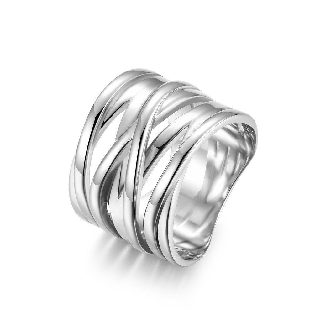 Amazon Three-Dimensional Weaving Stainless Steel Ring Women
