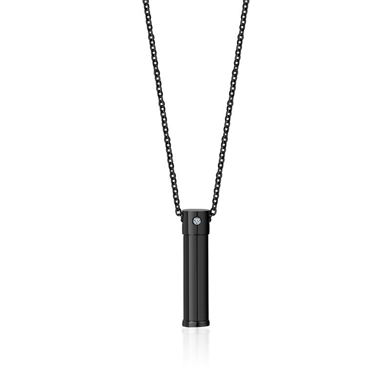 Sweater Chain Stainless Steel Single Zircon Open Urn Pendant
