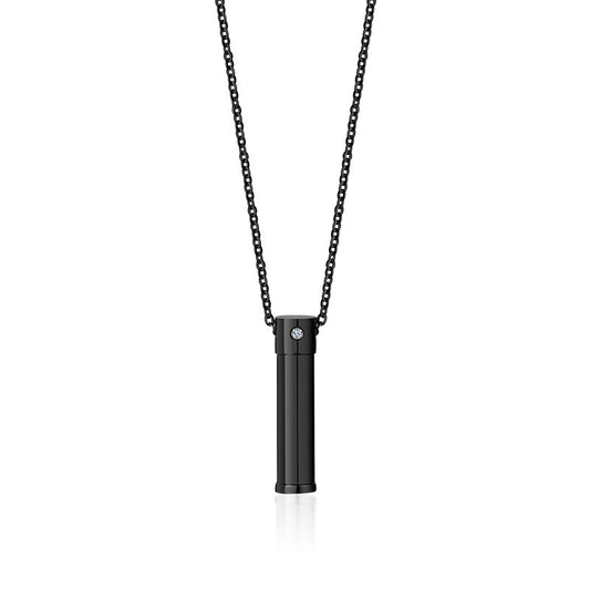 Sweater Chain Stainless Steel Single Zircon Open Urn Pendant