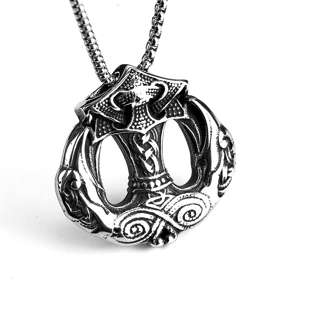 European and American Retro Jewelry Viking Thor Hammer Necklace
