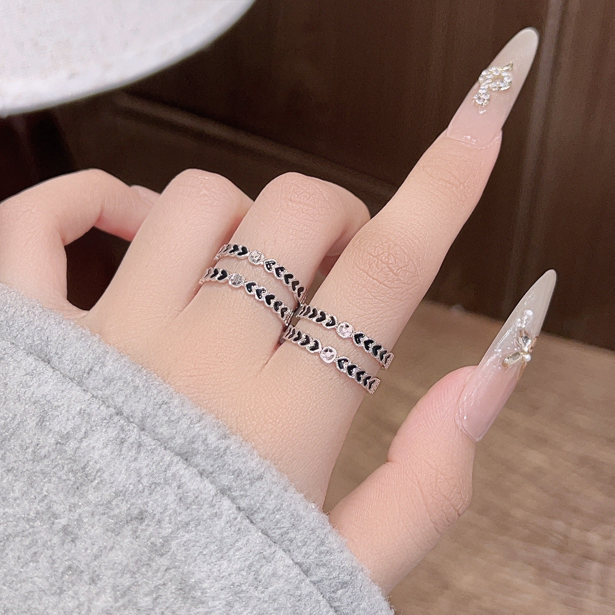Heart Moon S925 Sterling Silver Women's Ring