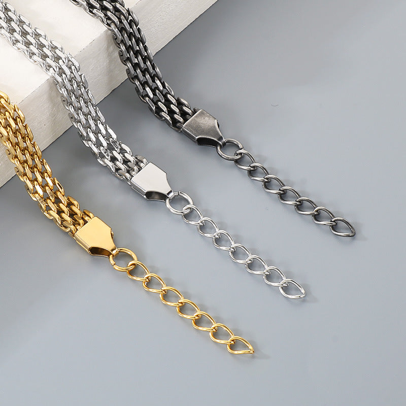 Niche Design Unisex Stainless Steel Flat Mesh Chain Chain Character Bracelet Adjustable