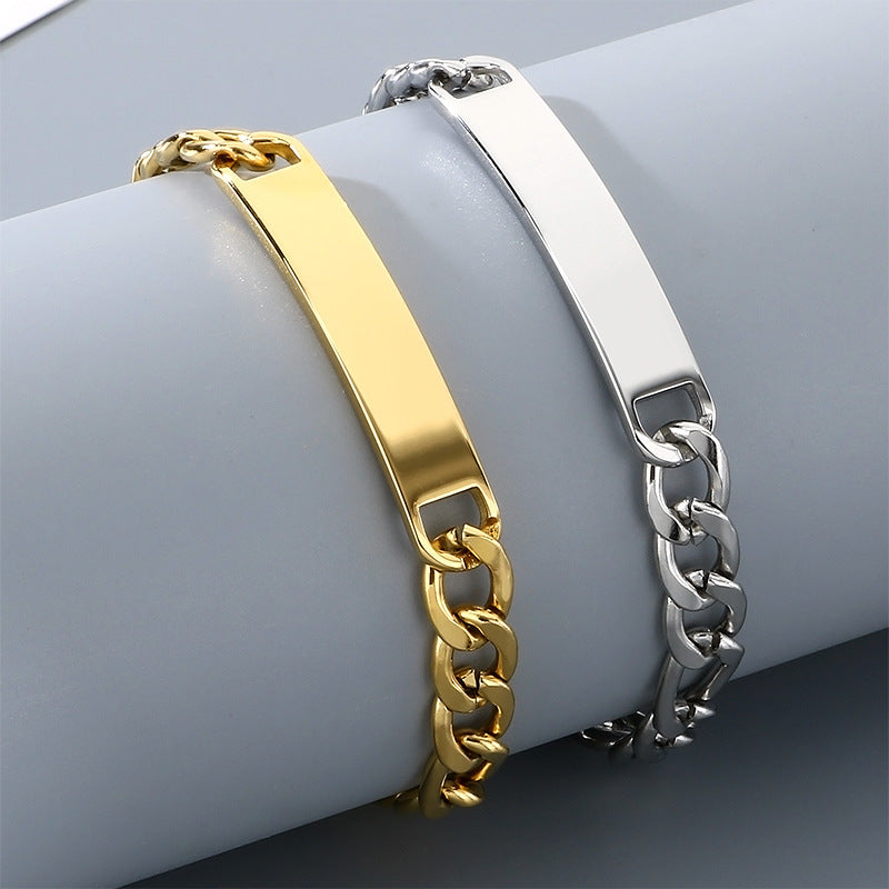 Minimalist Commuter Stainless Steel Cuban Chain Unisex Glossy Bracelet