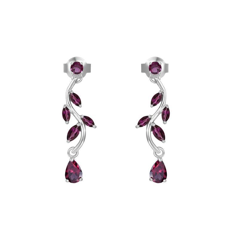 Sag Branch Pear Shape Natural Gemstones Silver Drop Earrings