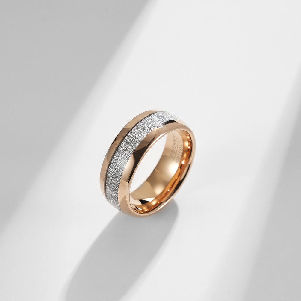 Amazon Supply 4/6/8mm Curved Tungsten Steel Inlaid Ice Silk Ring for Couples