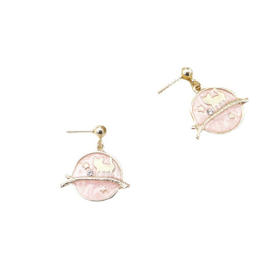 Enchanting Pink Kitten Earrings with Japanese and Korean Flair