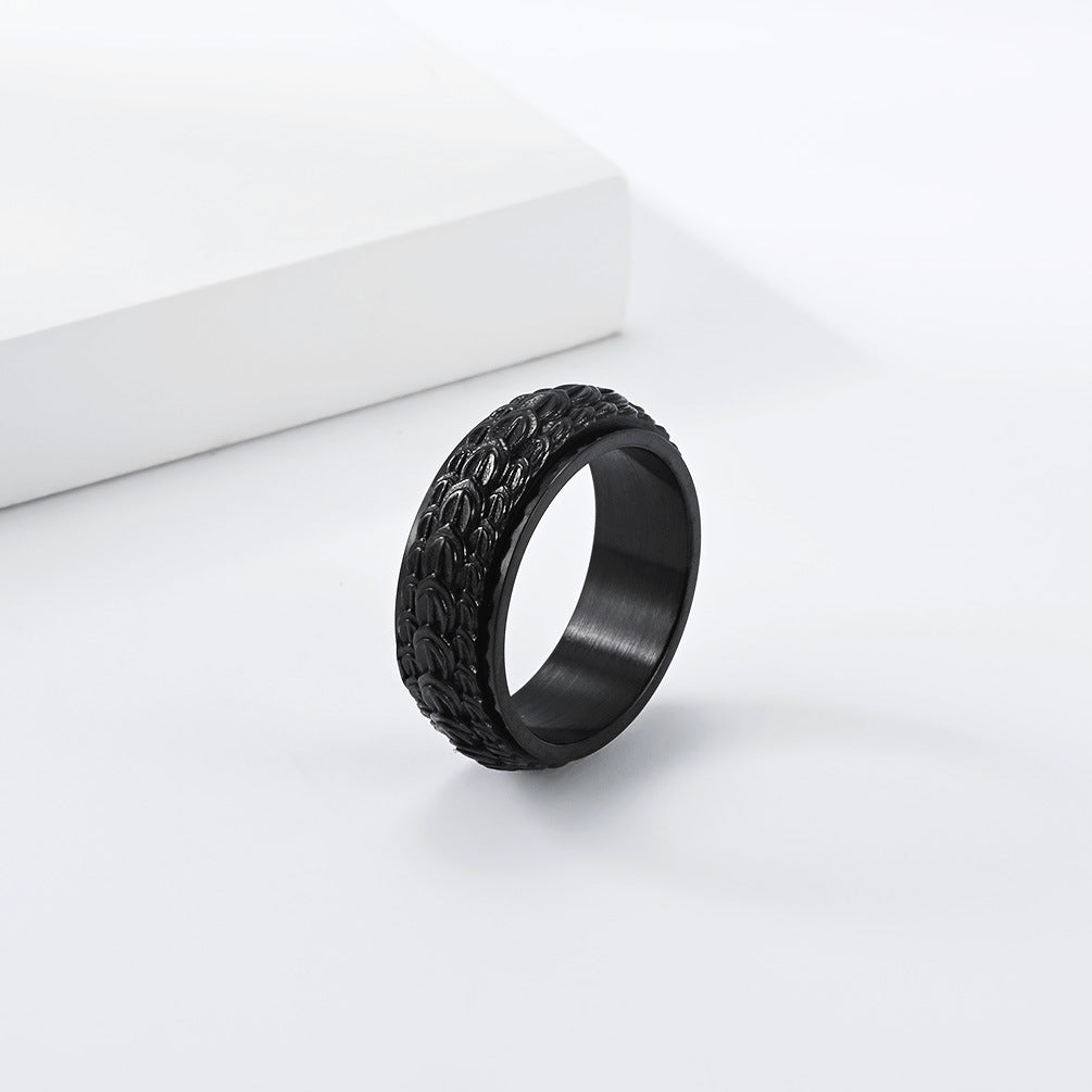 Dragon Scale Spinner Vintage Stainless Steel Ring for Men