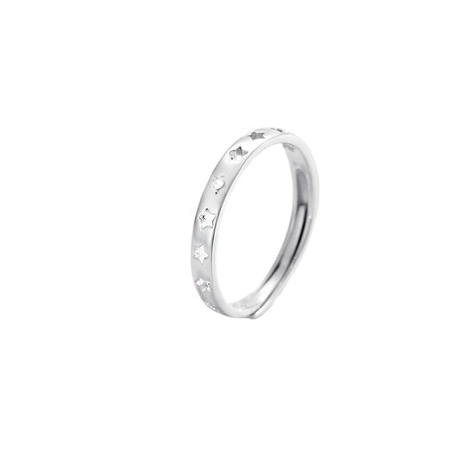 Planderful S925 Sterling Silver Ring For Women Adjustable Open Pentagram Tail Ring Fashion Jewelry