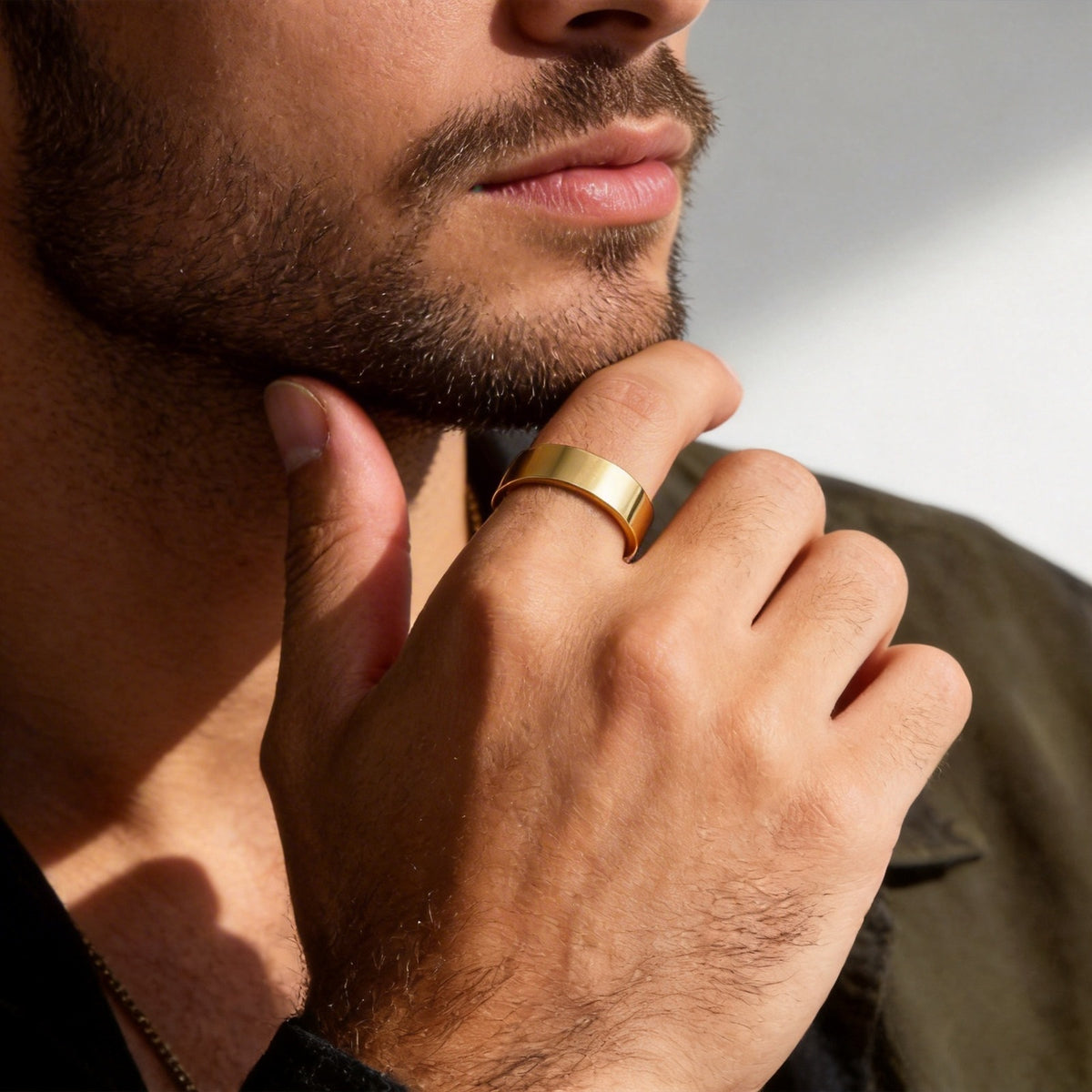 Flat Stainless Steel Ring Glossy Neutral Plain Couple