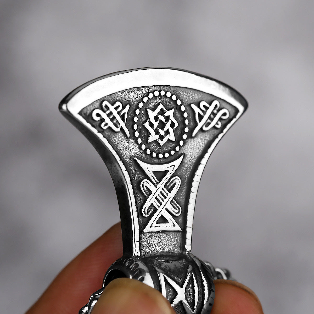 Planderful Viking Runic Axe Pendant Necklace For Men Titanium Steel Durable Hip Hop Style Jewelry