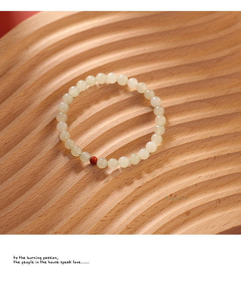 Hetian Jade & Red Agate Beaded Bracelet