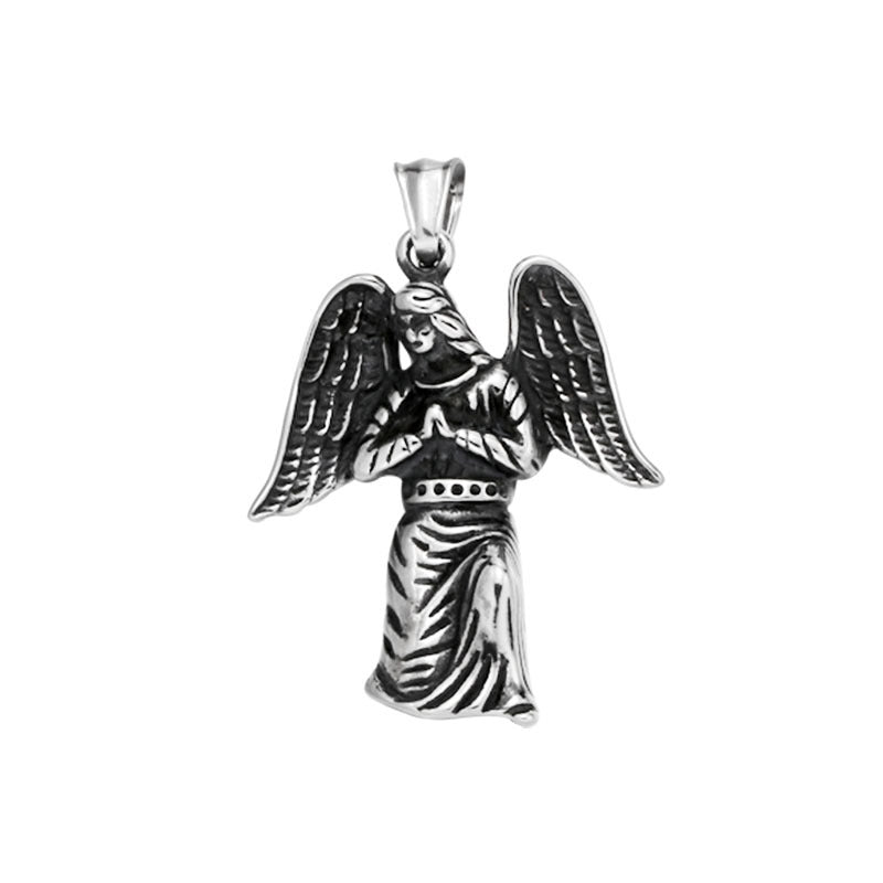 Men's Vintage-Inspired Personalized Stainless Steel Angel Pendant - Cross-Border Trendy Accessory