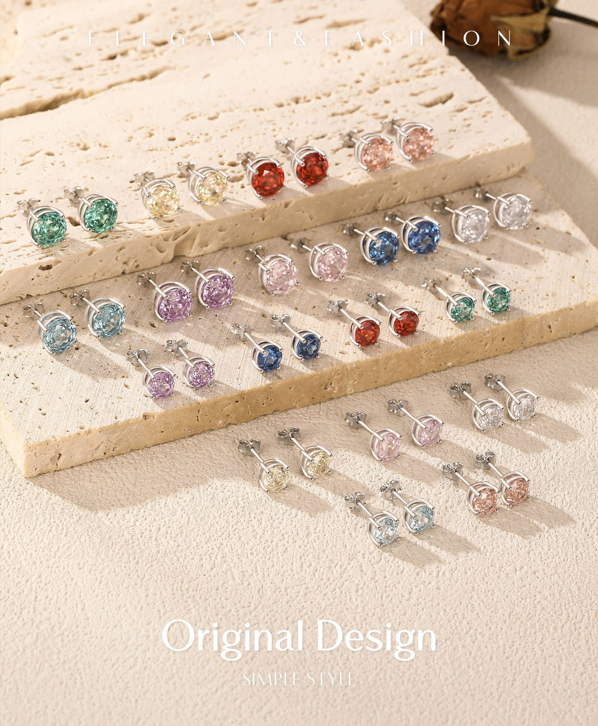 925 Sterling Silver Multicolor Rose-Cut Zircon Cartilage Stud
