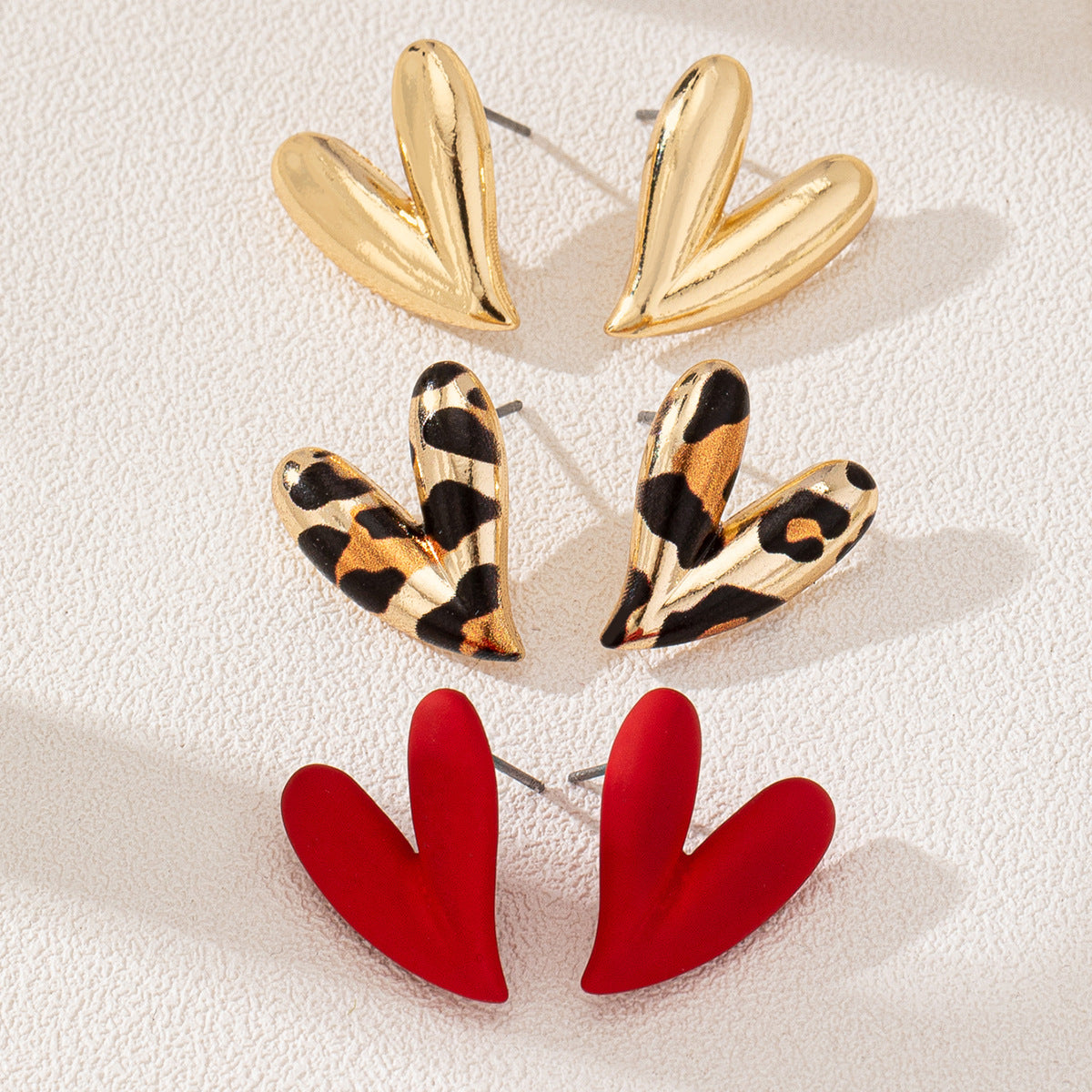 Planderful Vienna Verve Earrings Set – Elegant Metal Love Studs for Women