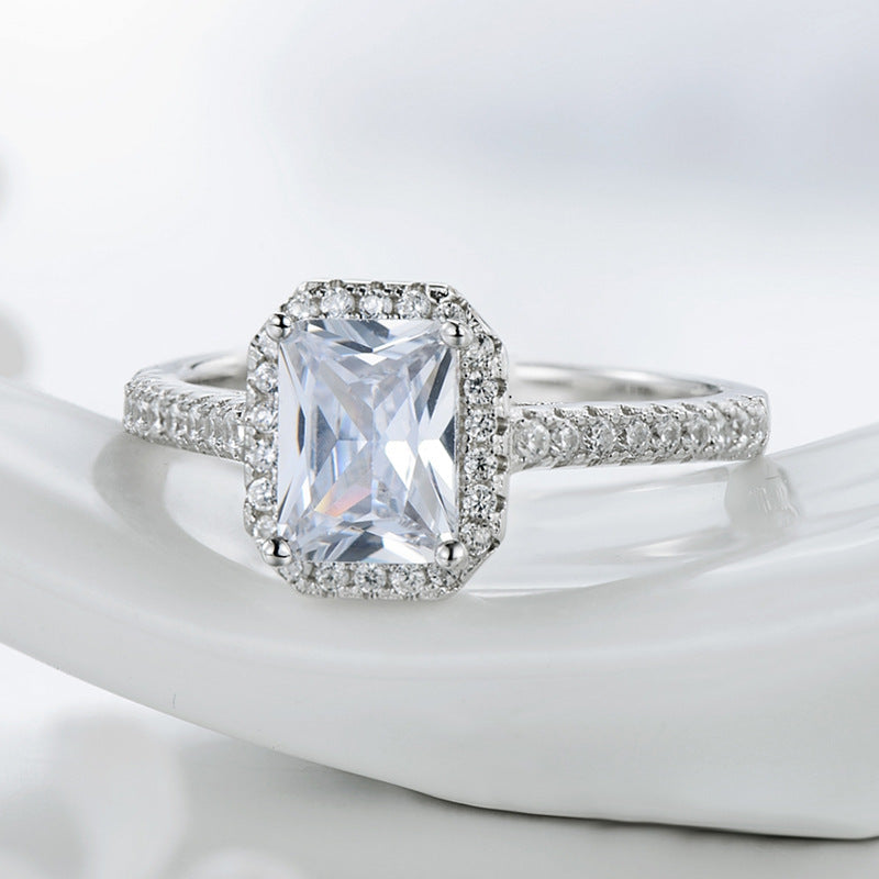 Rectangular Zircon Sterling Silver Ring - Everyday Genie Collection