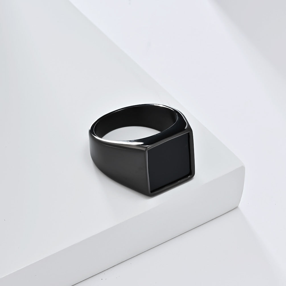 INS European and American Simple Geometry Titanium Steel Ring for Men