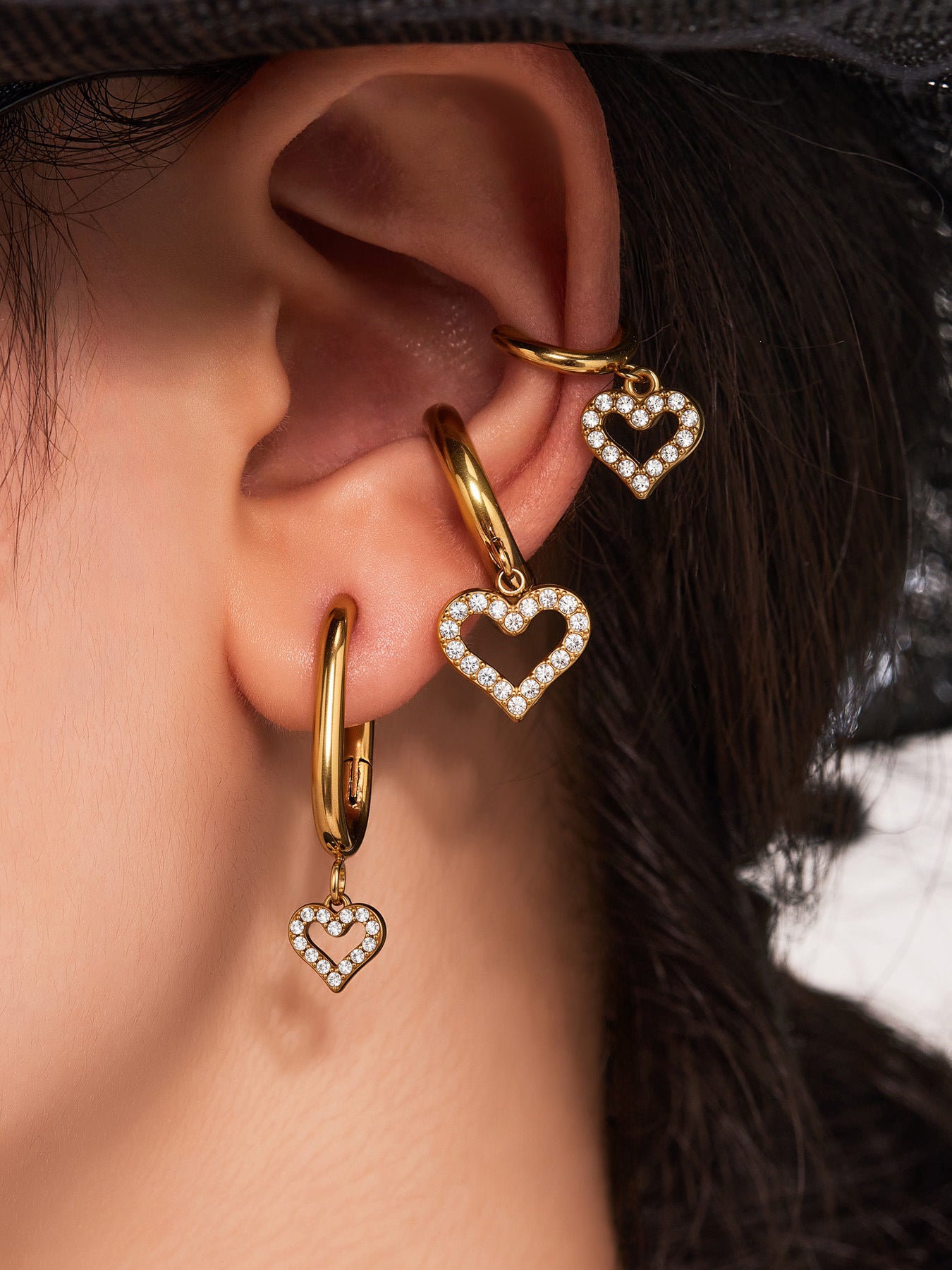 Planderful Peach Heart Hollow Titanium Earrings For Women