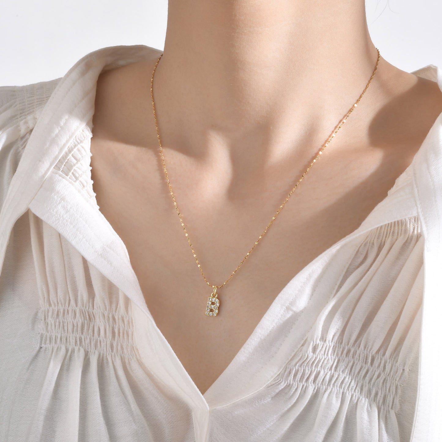 26 English Letter Stainless Steel Necklace Zircon Jewelry