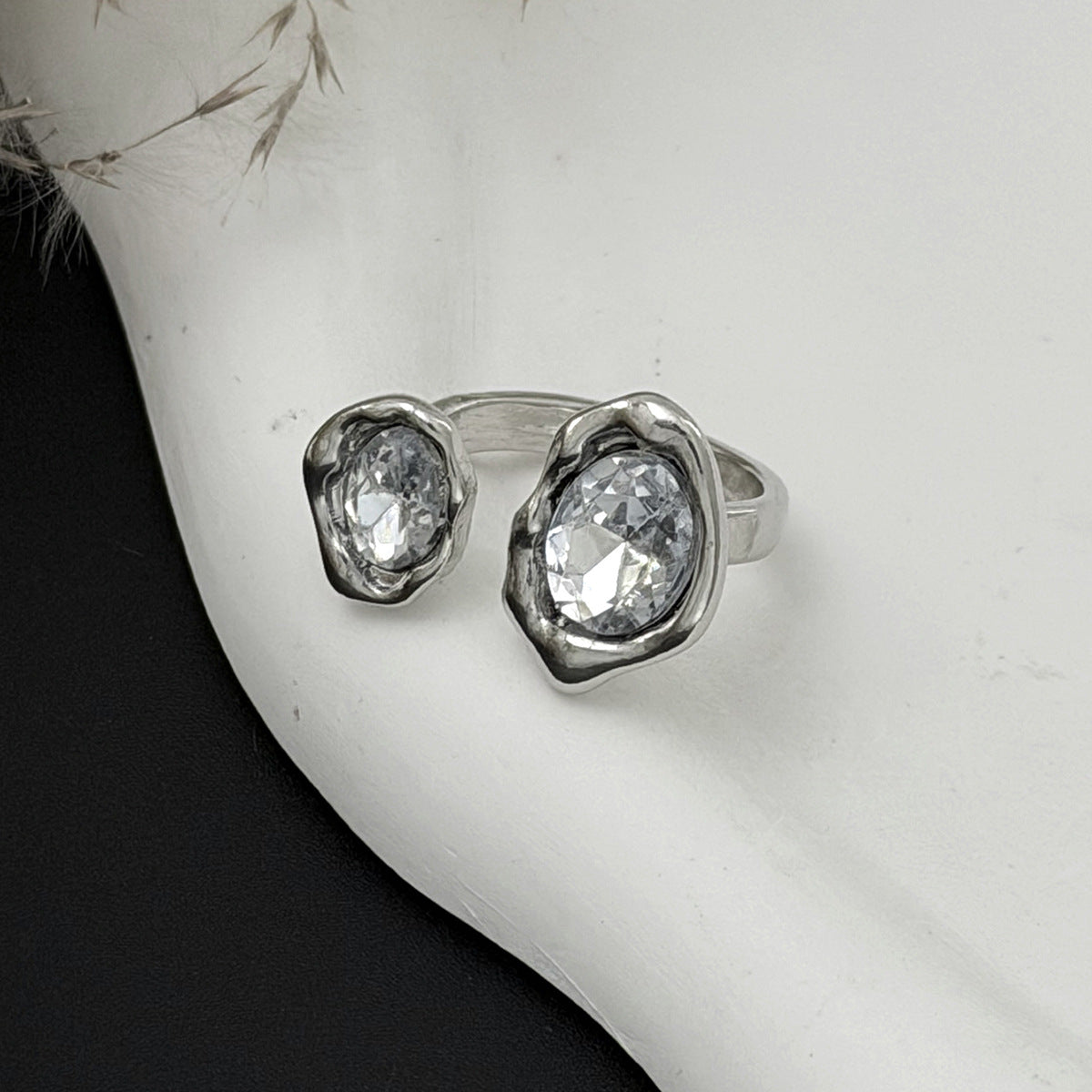 Planderful Zircon Ring Open Ring Pink Spice Girl Style For Bold Women Statement Hand Jewelry