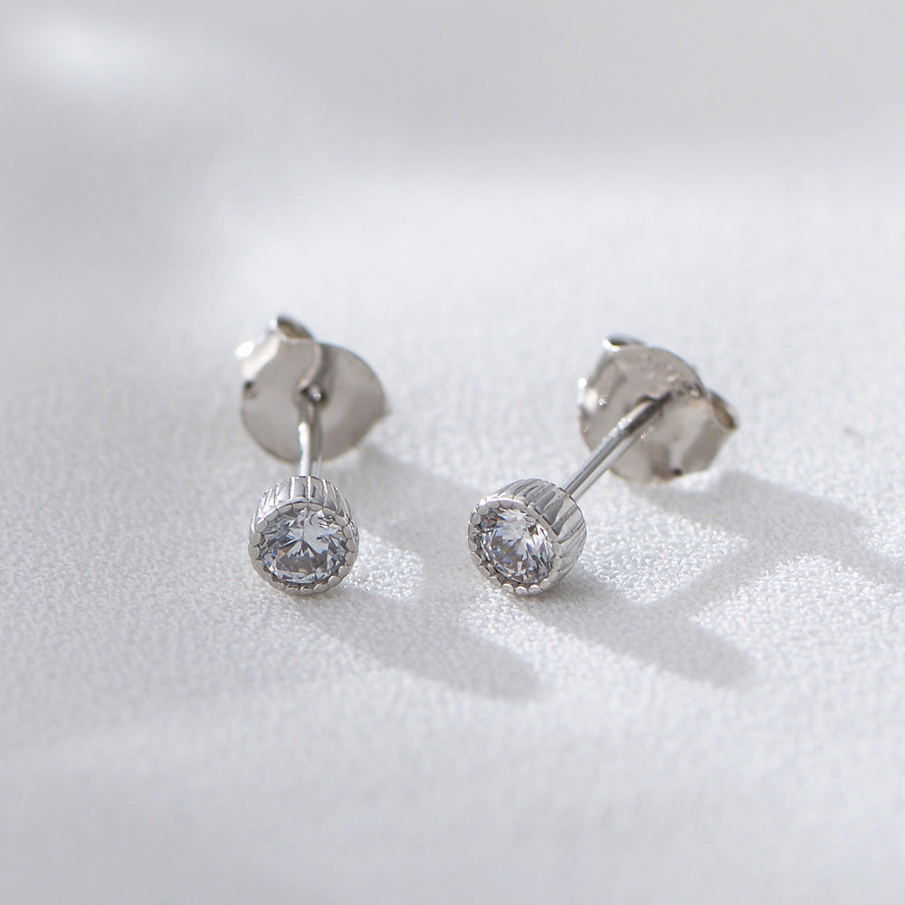 S925 Silver Stud Earrings Niche Korean Version Small Fresh Mini Single Zircon Ear