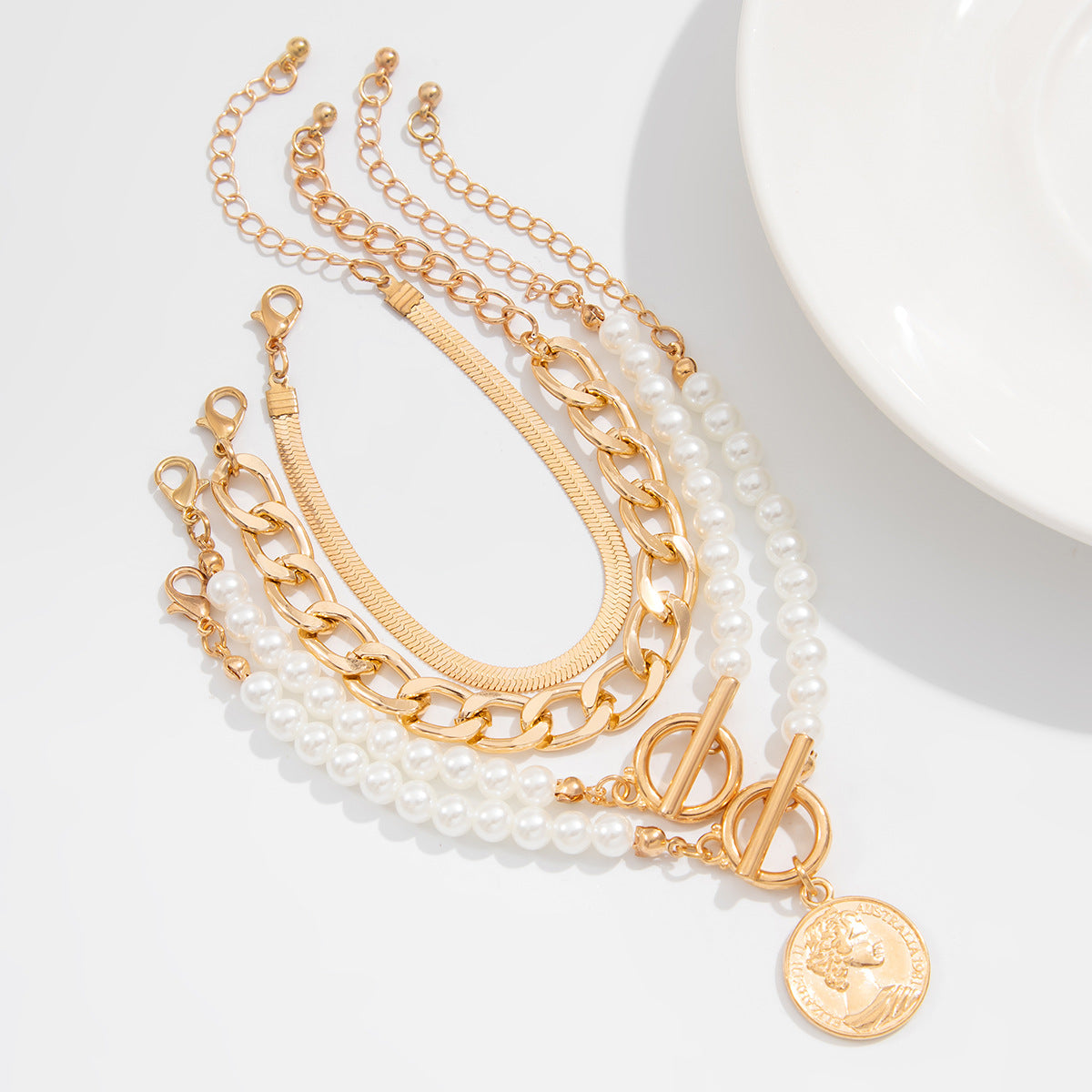 Planderful Faux Pearl Stack Bracelet Set Vienna Verve For Women Elegant Tassel Beaded Statement Jewelry