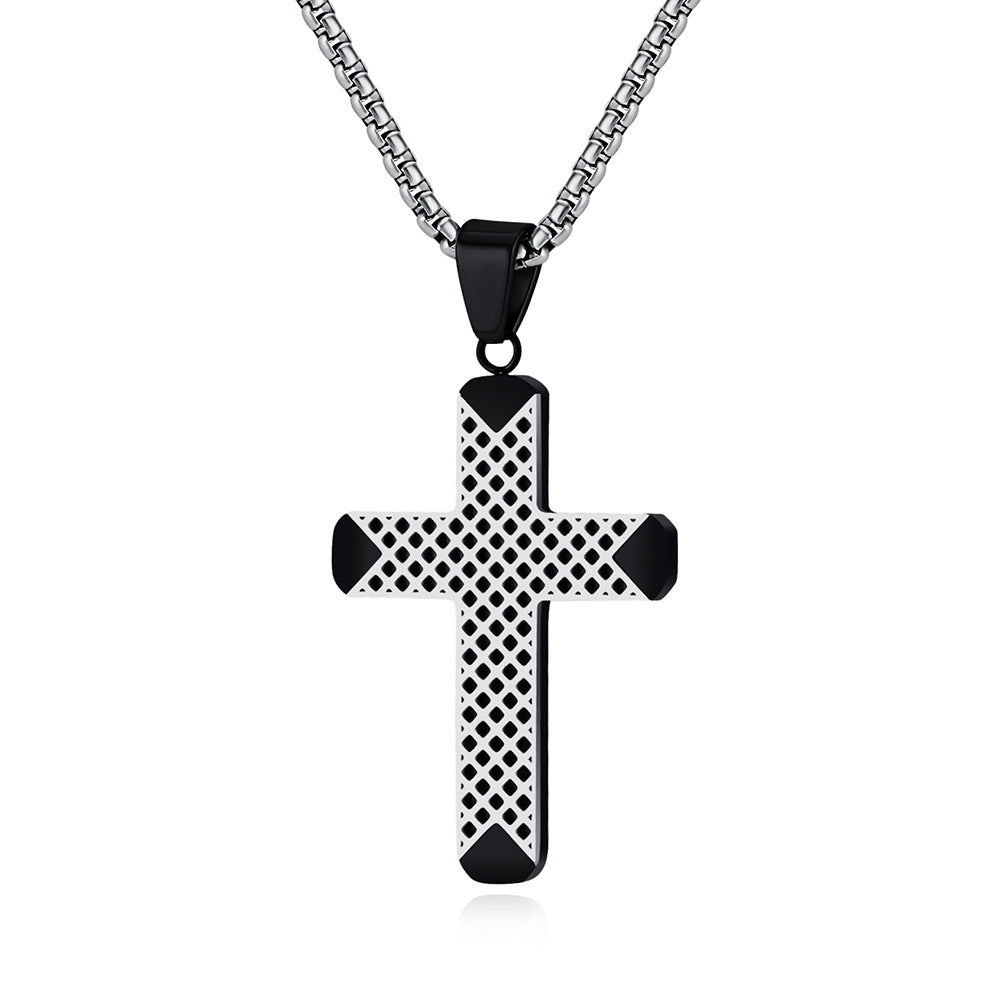 Double-Color Stainless Steel Cross Necklace for Men