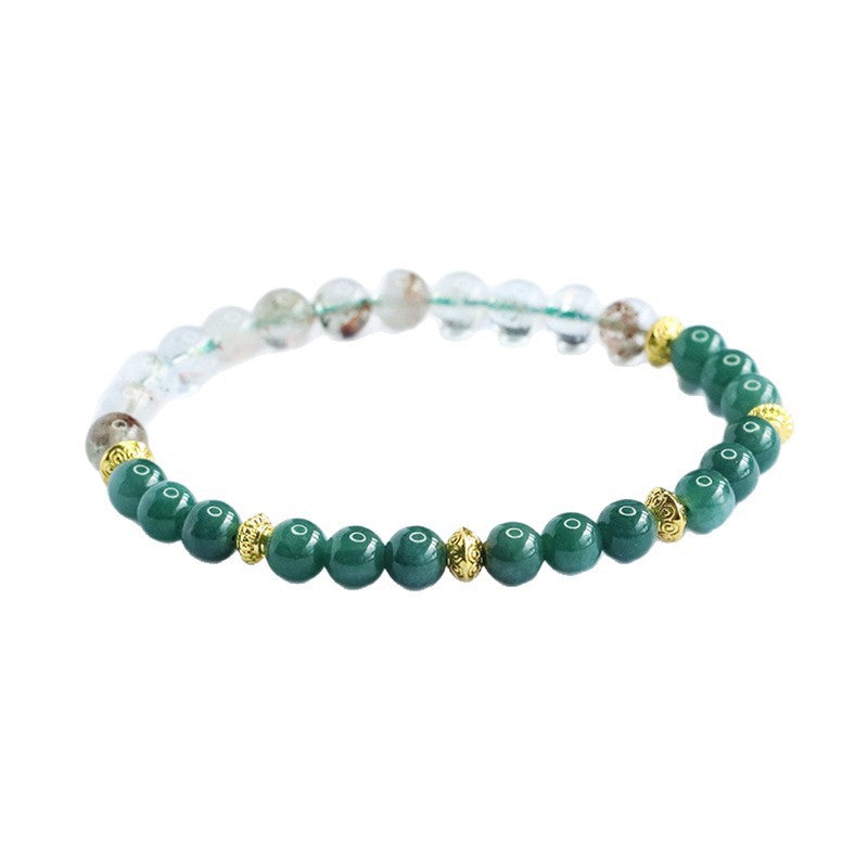 Blue Water Jadeite Green Phantom Beaded Bracelet