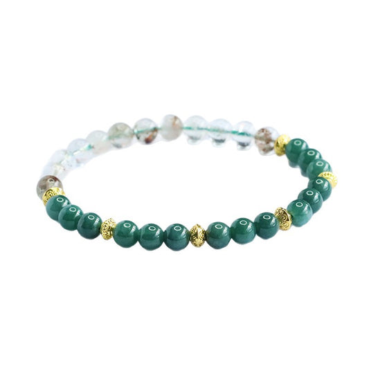 Blue Water Jadeite Green Phantom Beaded Bracelet