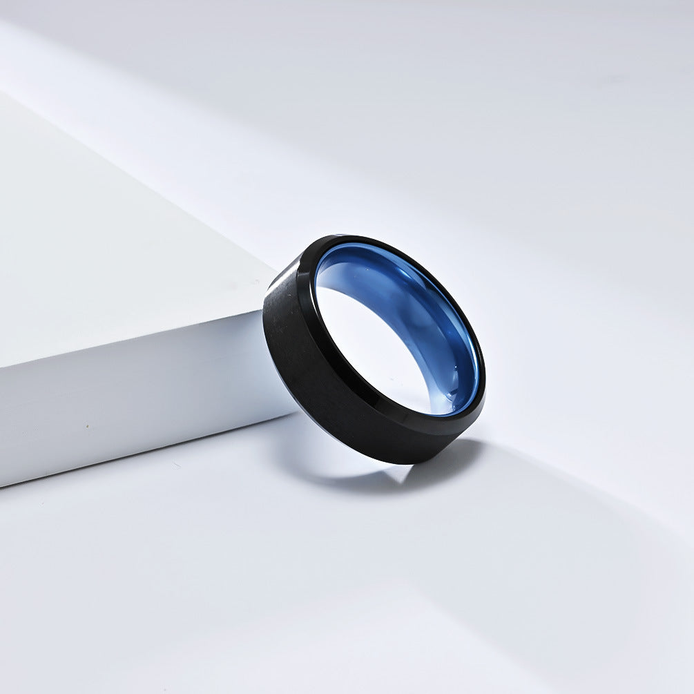 Cross-Border European and American Matte Titanium Steel Ring for Men
