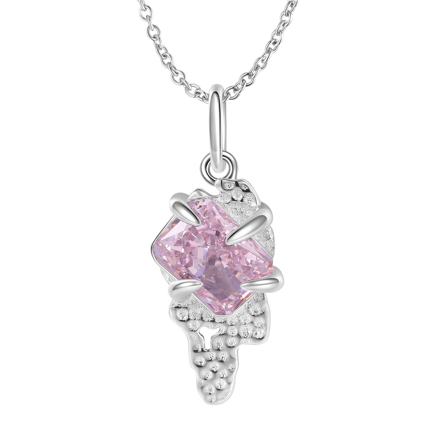 Planderful Everyday Genie Necklace – Creative Niche Design Four-Claw Sterling Silver Girl Necklace