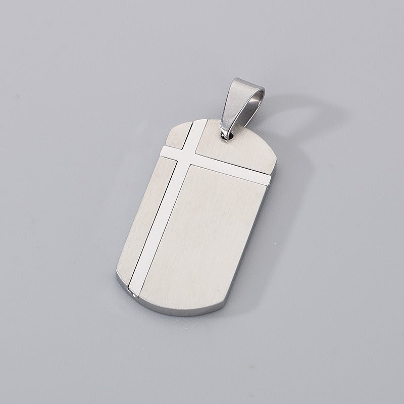 Stainless Steel Cross Square Brand Men's Titanium Steel Necklace Crack Military Brand
