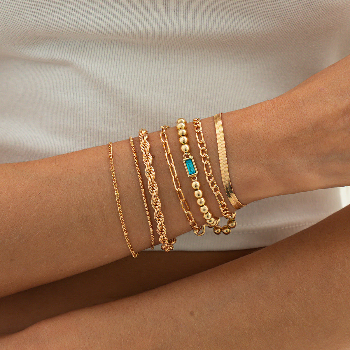Planderful Vienna Verve Color Zircon Beaded Bracelet for Women Versatile Snake Chain Statement Jewelry