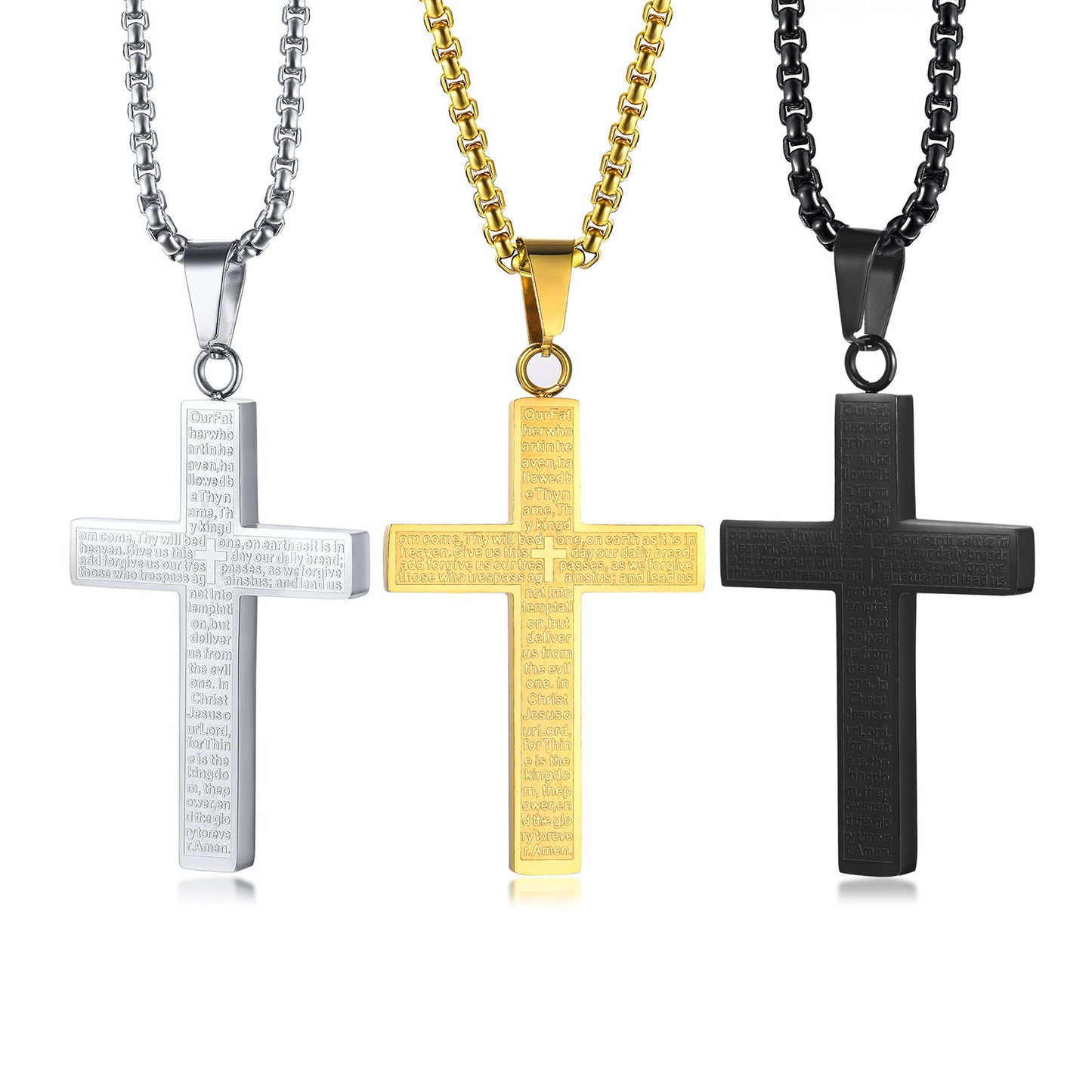 Cross-Border Men's European And American Stainless Steel Cross Necklace Pendant Jewelry For Men