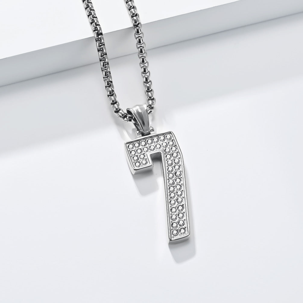 Planderful World Cup Jersey Number Necklace Stainless Steel With Zircon Pendant For Sports Fans
