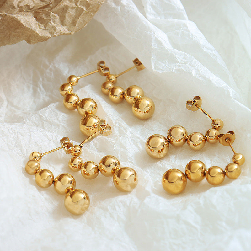 Versatile Small Steel Ball Stud Earrings for Women, Trendy Temperament Jewelry