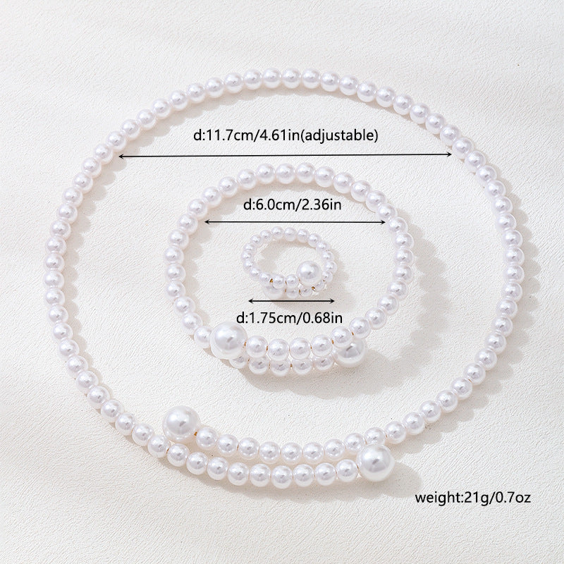 Planderful Imitation Pearl Jewelry Set Open Collar Women