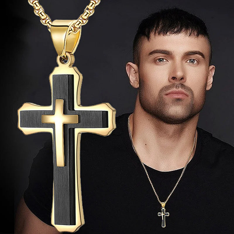 Punk Cross Stainless Steel Men's Pendant Necklace
