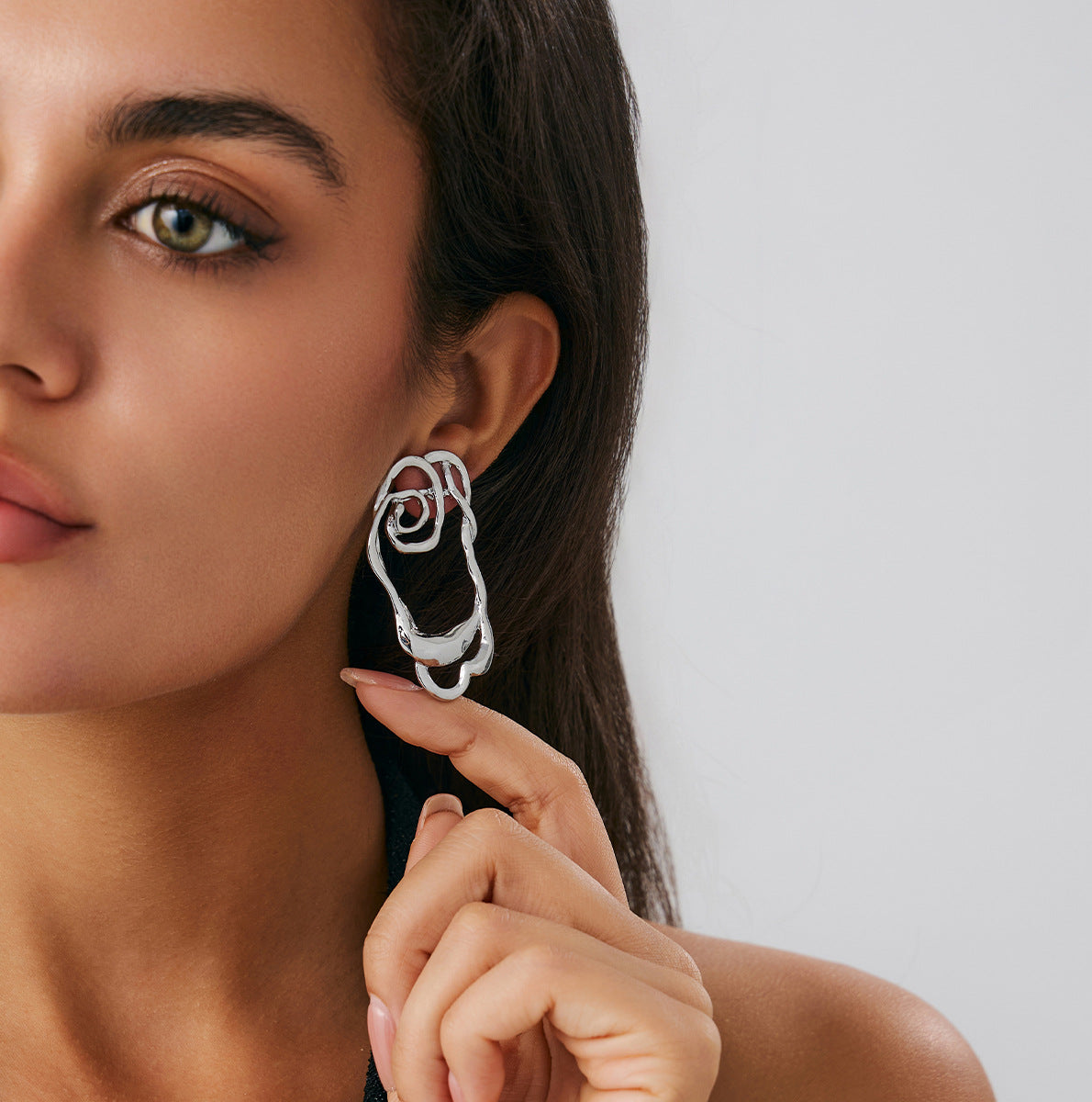 Planderful Vienna Verve C Shaped Geometric Earrings Exaggerated Irregular Statement Ear Jewelry for Women