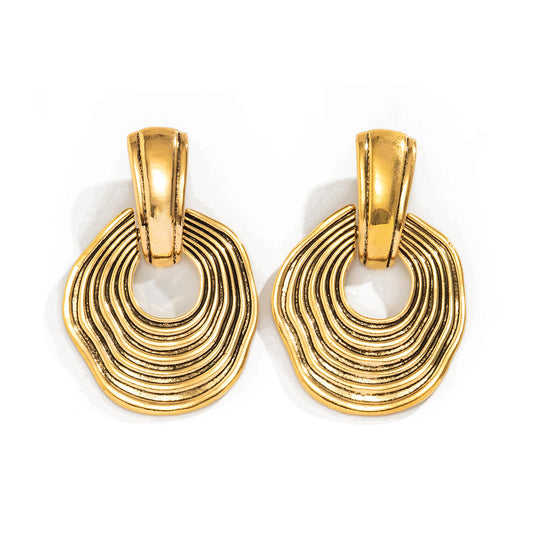 Planderful Vienna Verve Geometric Statement Earrings Exaggerated Ring Design For Women Bold Chic Accessory