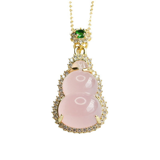 Pink Chalcedony Gourd Pendant — No Chain