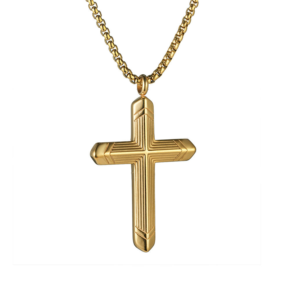 Planderful Everyday Genie Titanium Steel Cross Necklace Unisex Pendant For Everyday Wear Modern Style