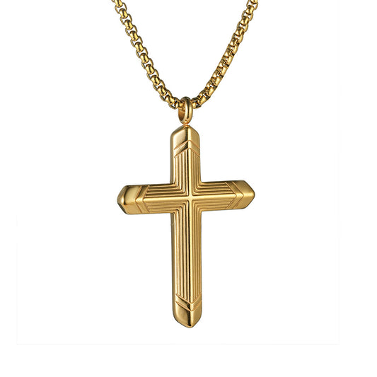 Planderful Everyday Genie Titanium Steel Cross Necklace Unisex Pendant For Everyday Wear Modern Style