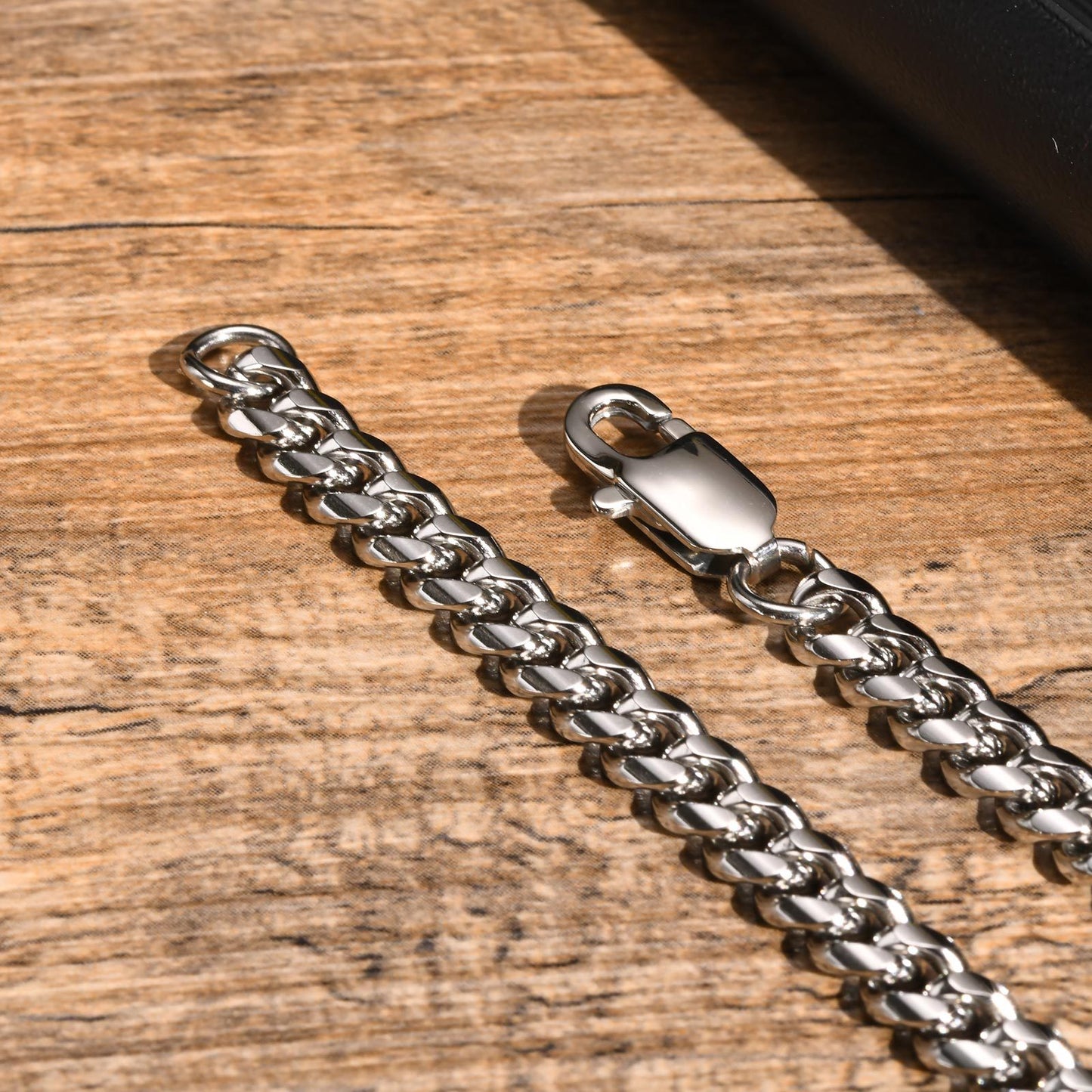 European And American Punk Stainless Steel Cuban Chain Bracelet Vintage Grey Men's Jewelry For Men