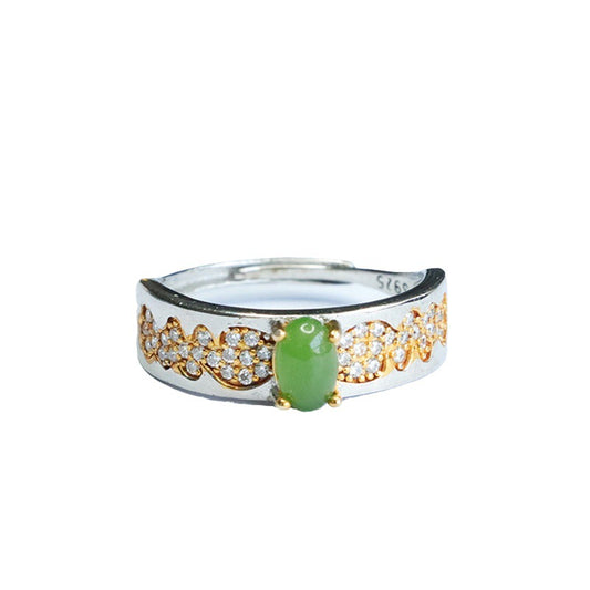 925 Sterling Silver Hetian Jasper Statement Ring