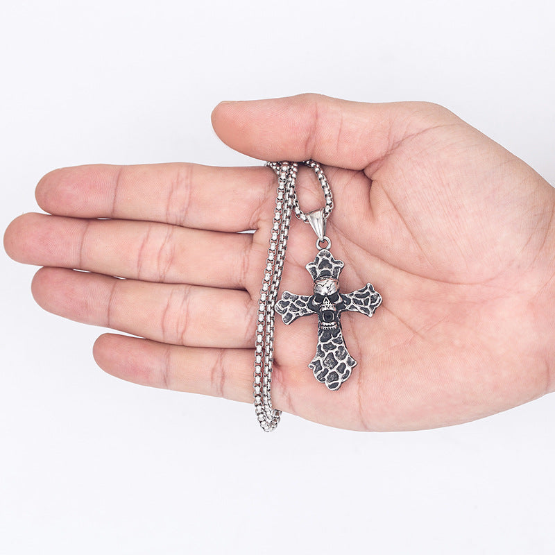 Steel Necklace – Statement Skull Cross Necklace From Planderful For Edgy Everyday Wear