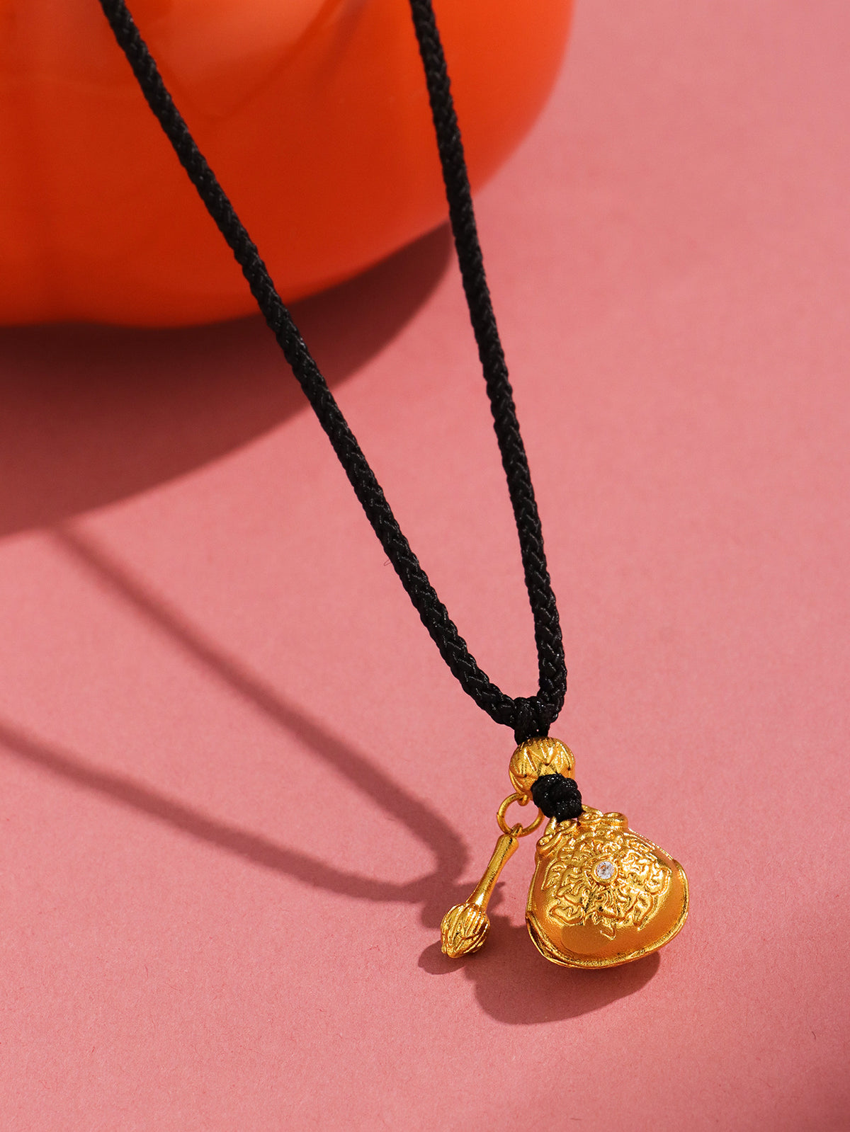 Gold-Tone Wooden Fish Pendant Necklace