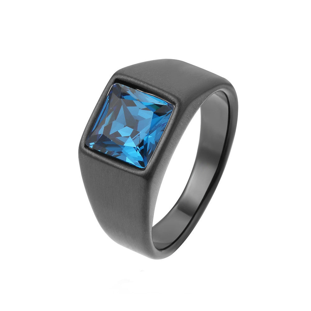 Planderful Titanium Steel Ring With Black Zircon For Men And Women Unisex Everyday Genie Protection