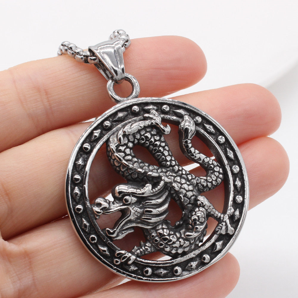 Personalized Retro Chinese Dragon Titanium Steel Pendant for Men - European and American Style, Wholesale Jewelry